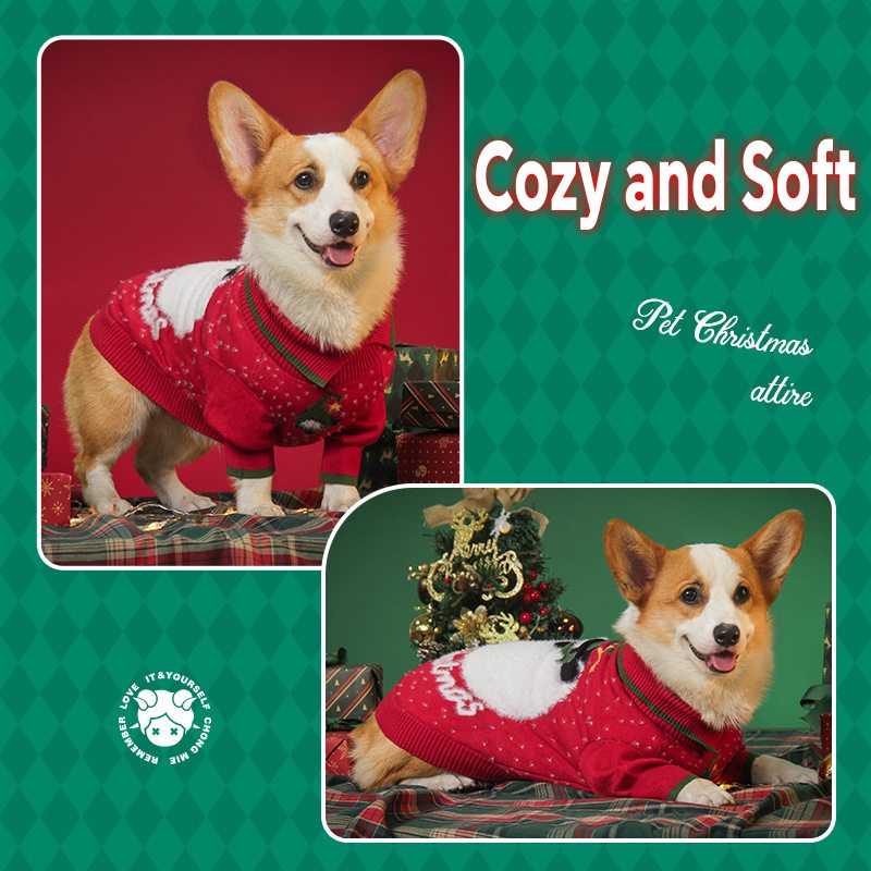Christmas Sweater with Slanted Collar – Festive Holiday Outfit for Dogs